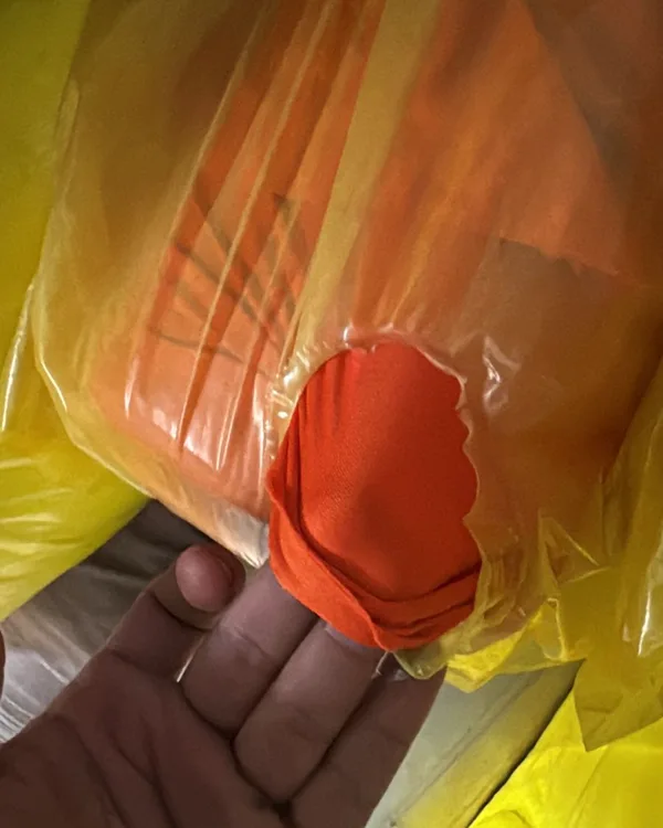 Saturated neon orange polyester knit fabric — Carontex